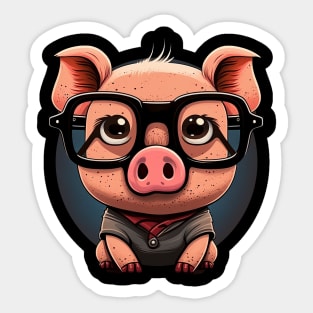 cute pig glasses Sticker